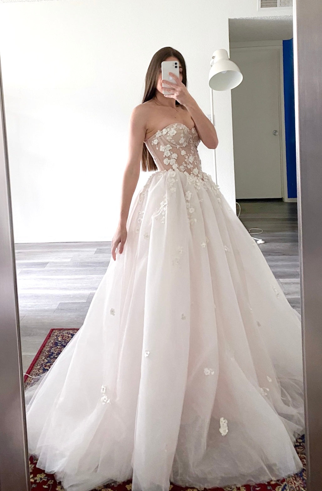 Akura/ Lush Light pink wedding dress with a train