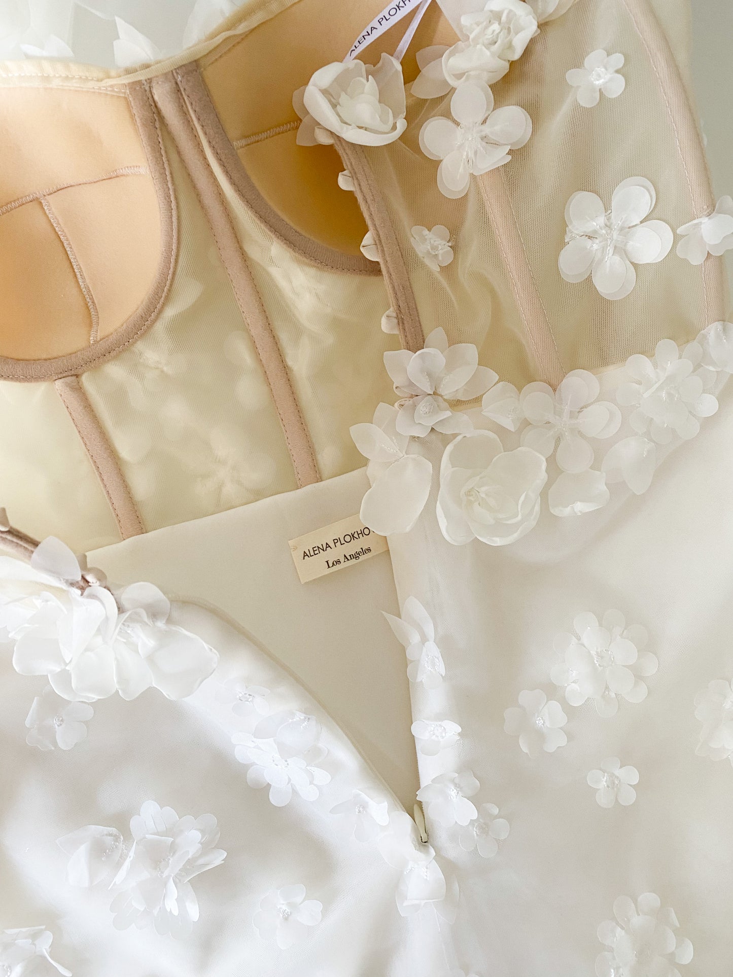Jasmine short dress / Short off-white wedding dress with handmade flowers