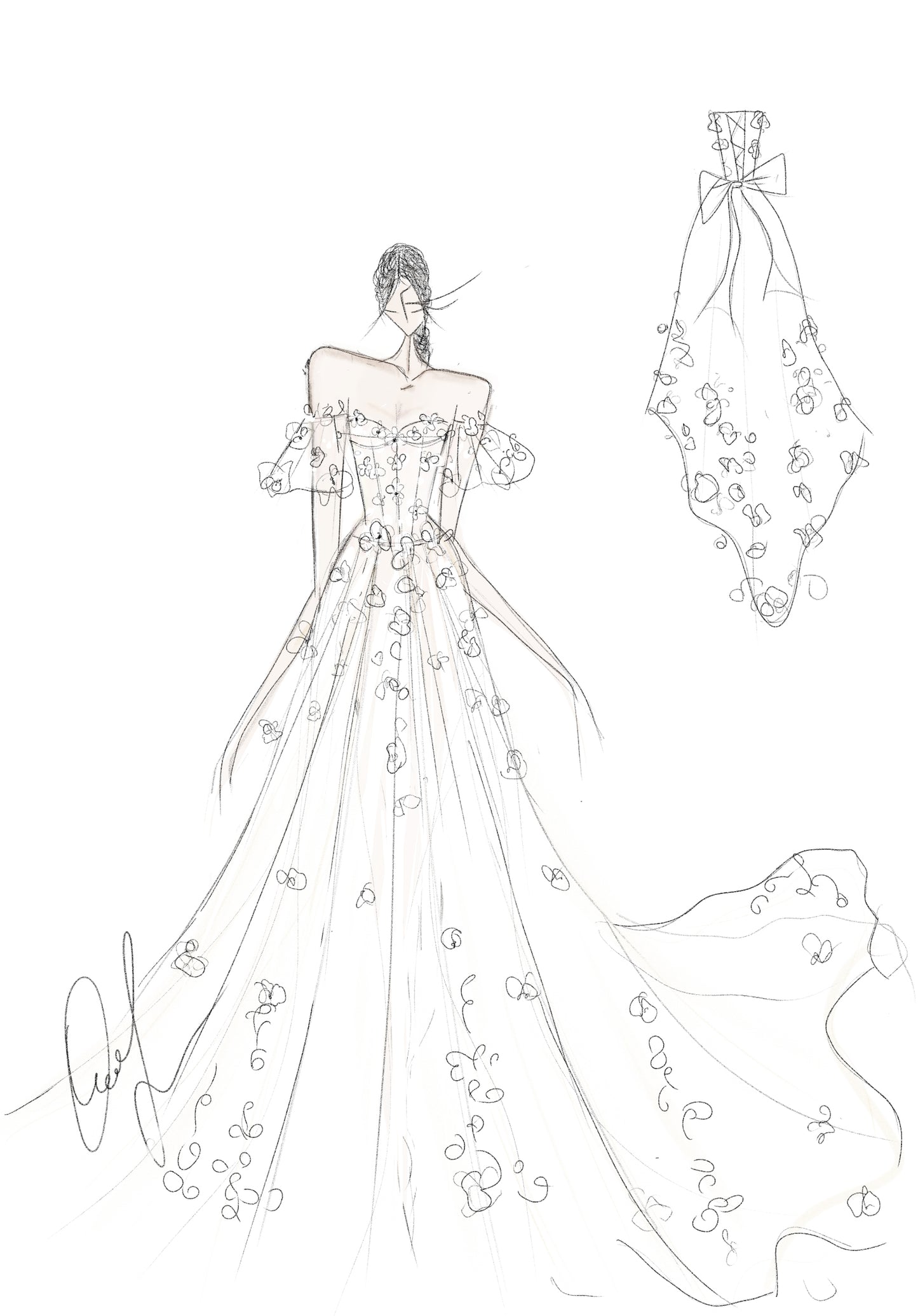 Alice / off white wedding dress with puffy sleeves