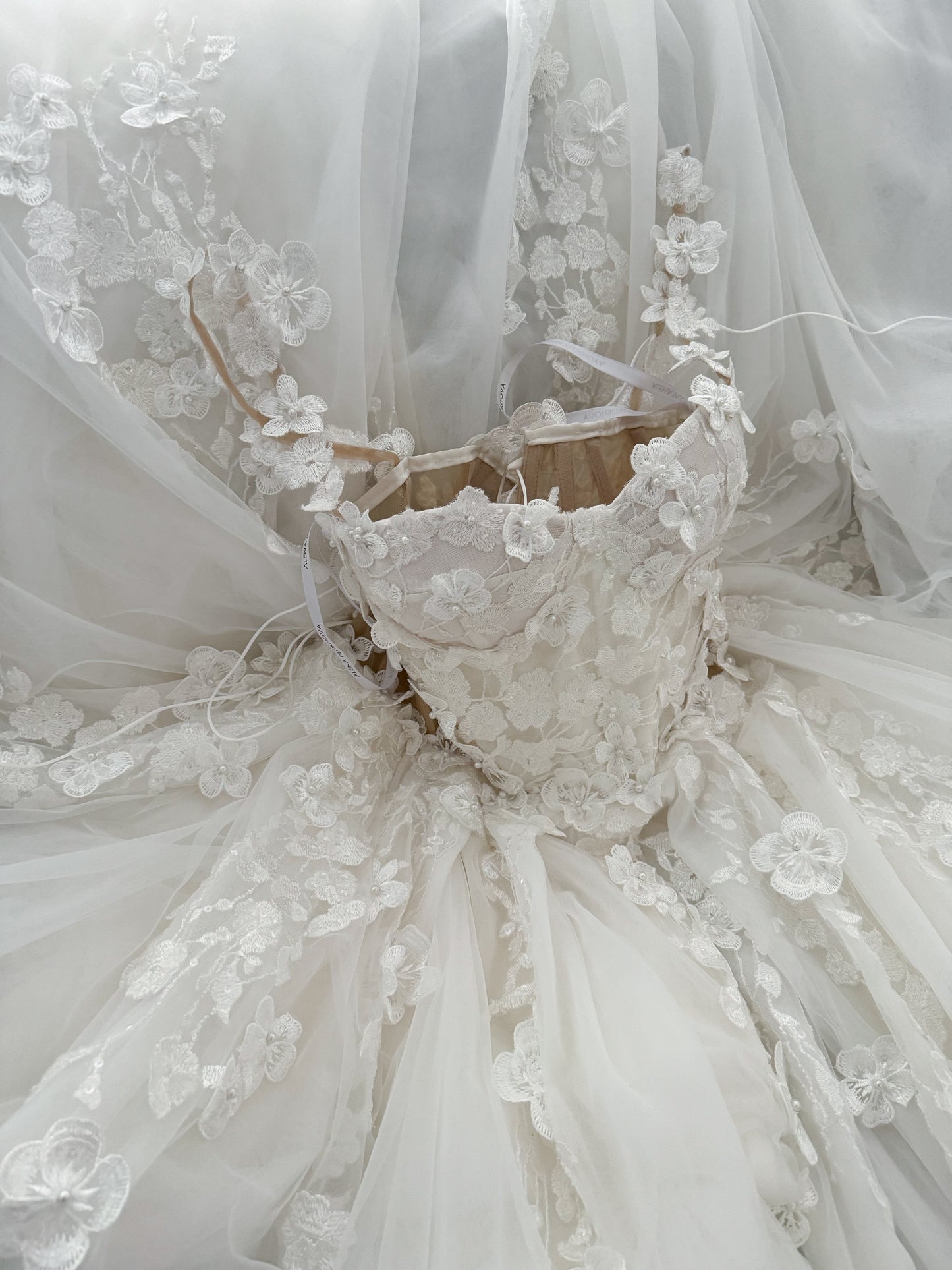 Agata/ Blush Wedding Dress With Long Train