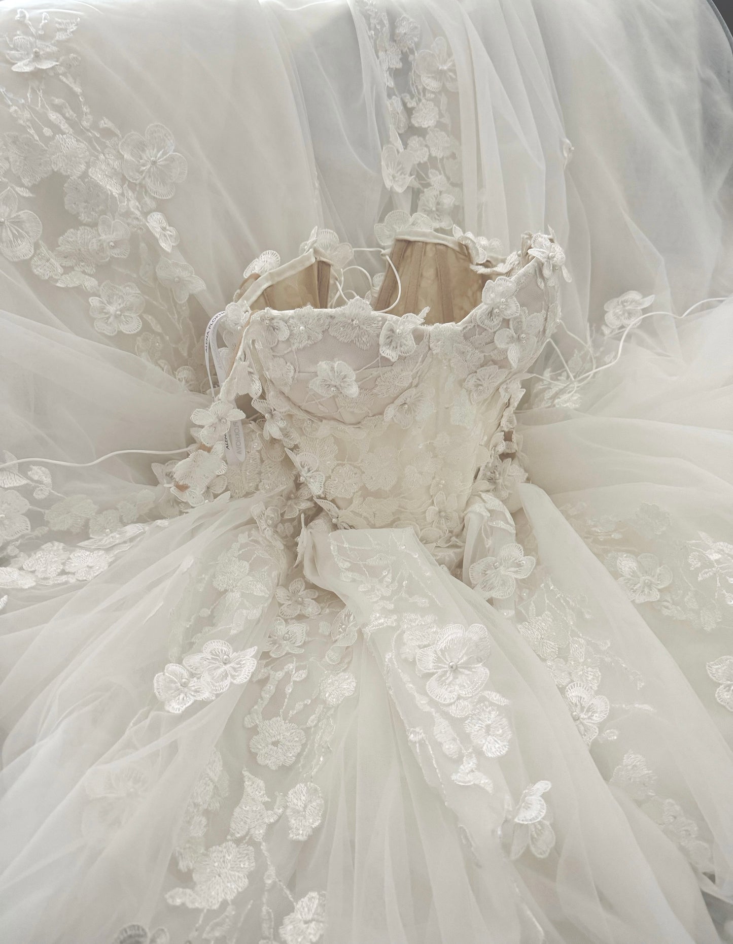 Agata/ Blush Wedding Dress With Long Train