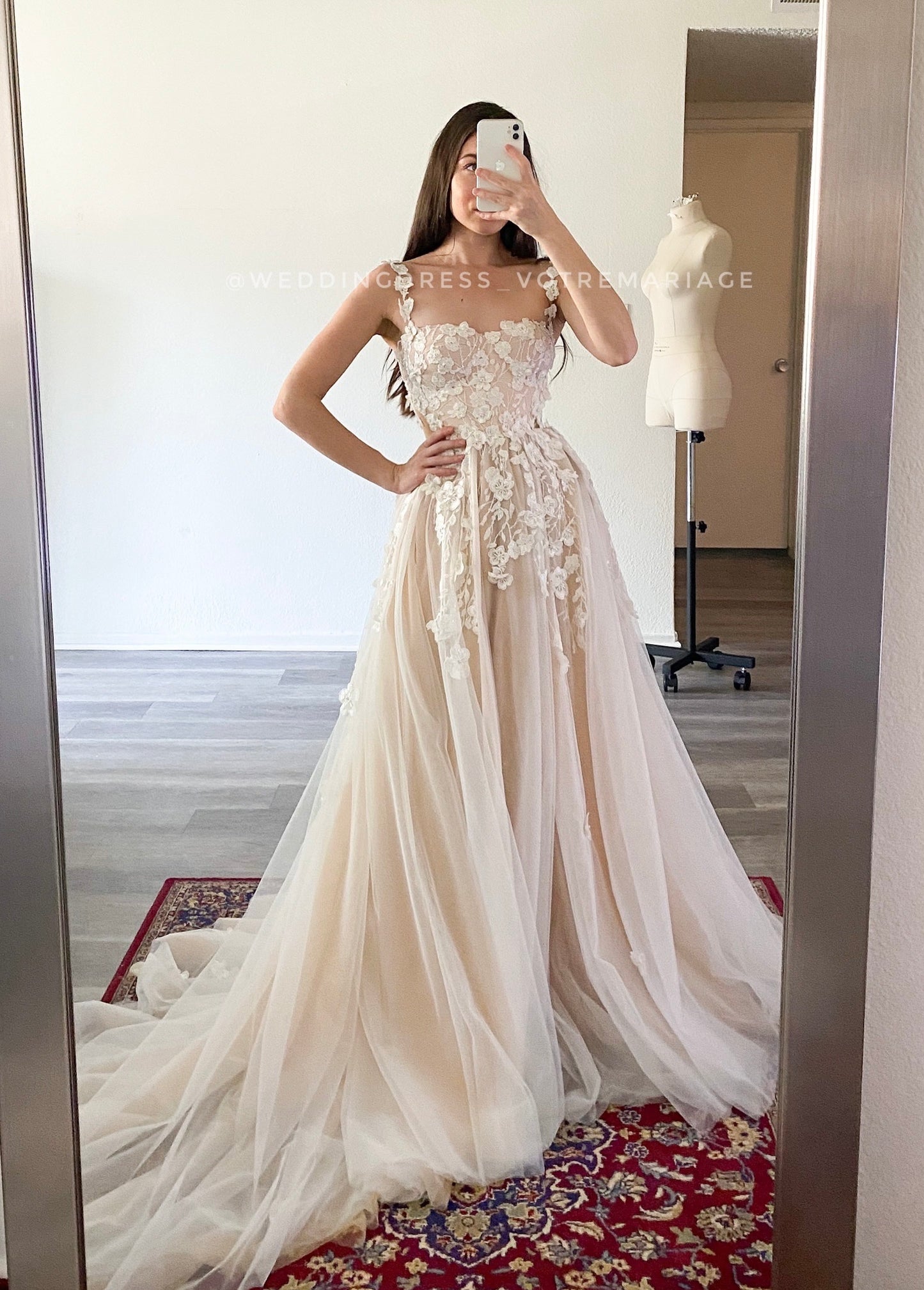 Agata/ Blush  Wedding Dress With Long Train