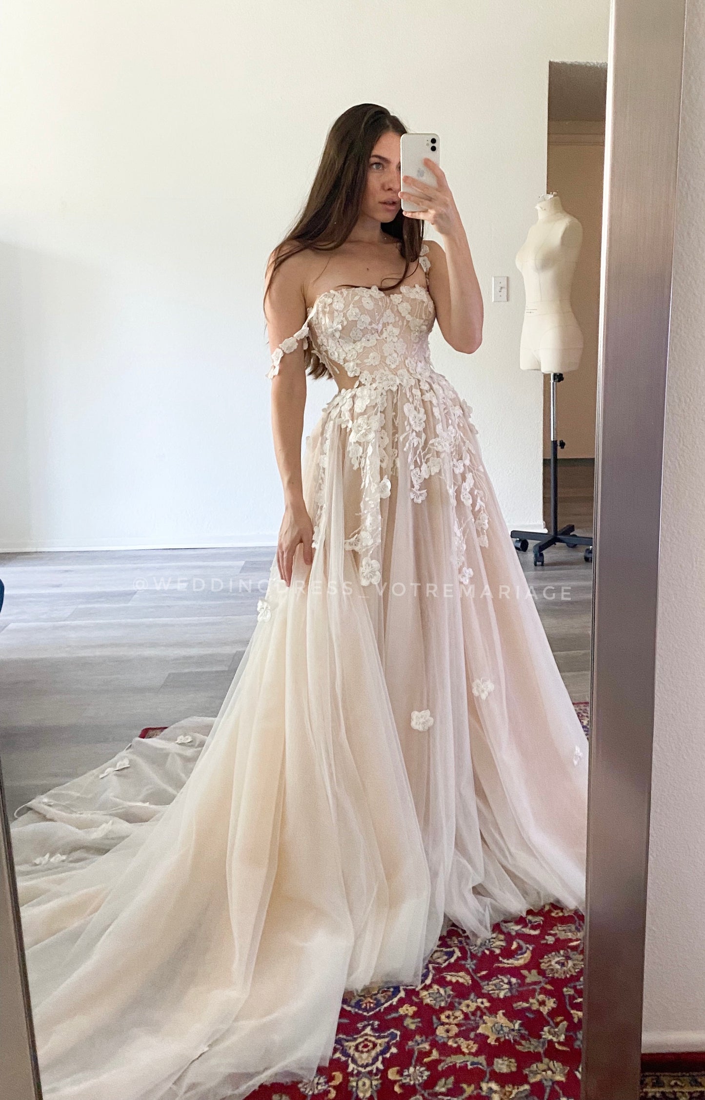 Agata/ Blush Wedding Dress With Long Train
