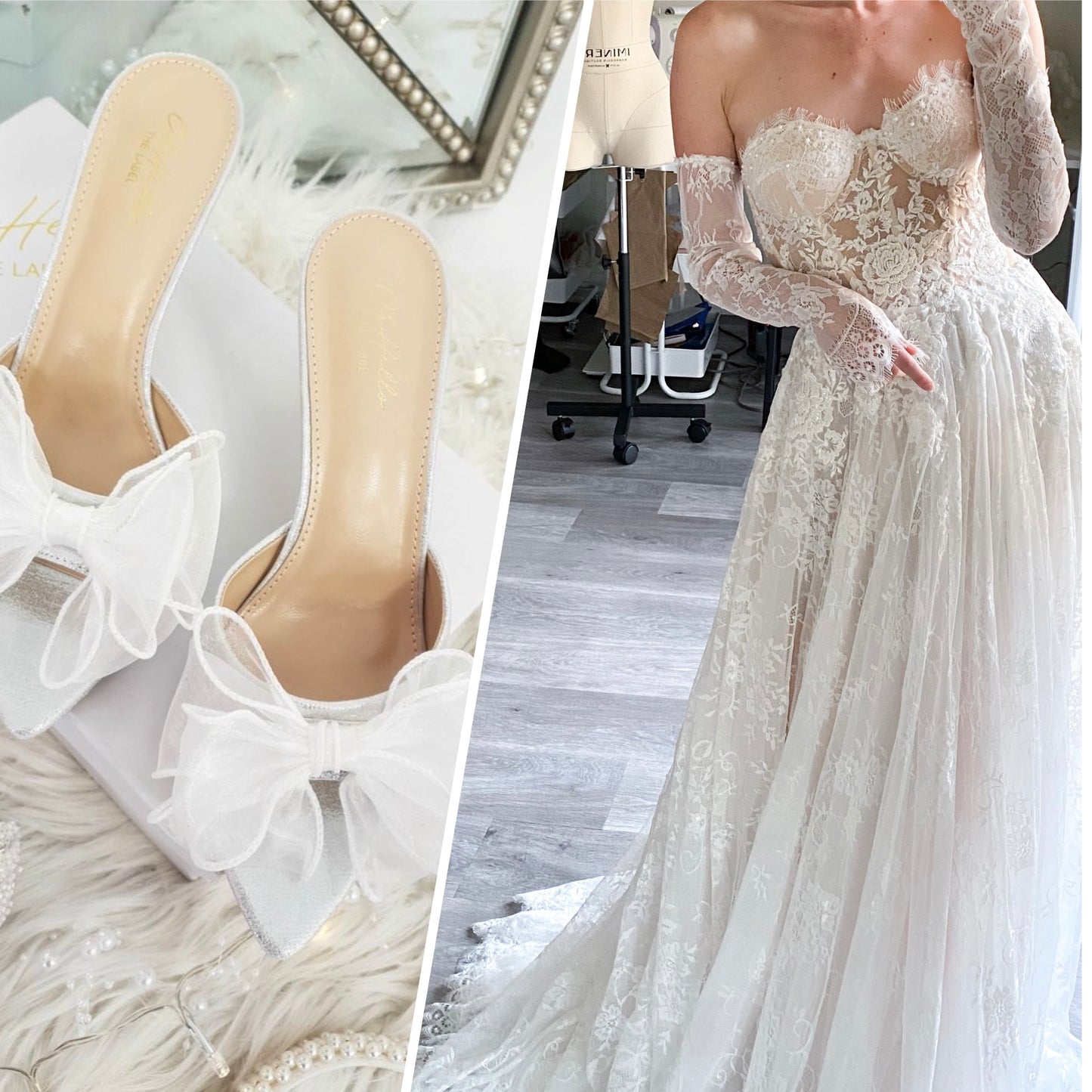 Blanca / Lace A-Line Wedding Dress With Detachable Sleeves.
