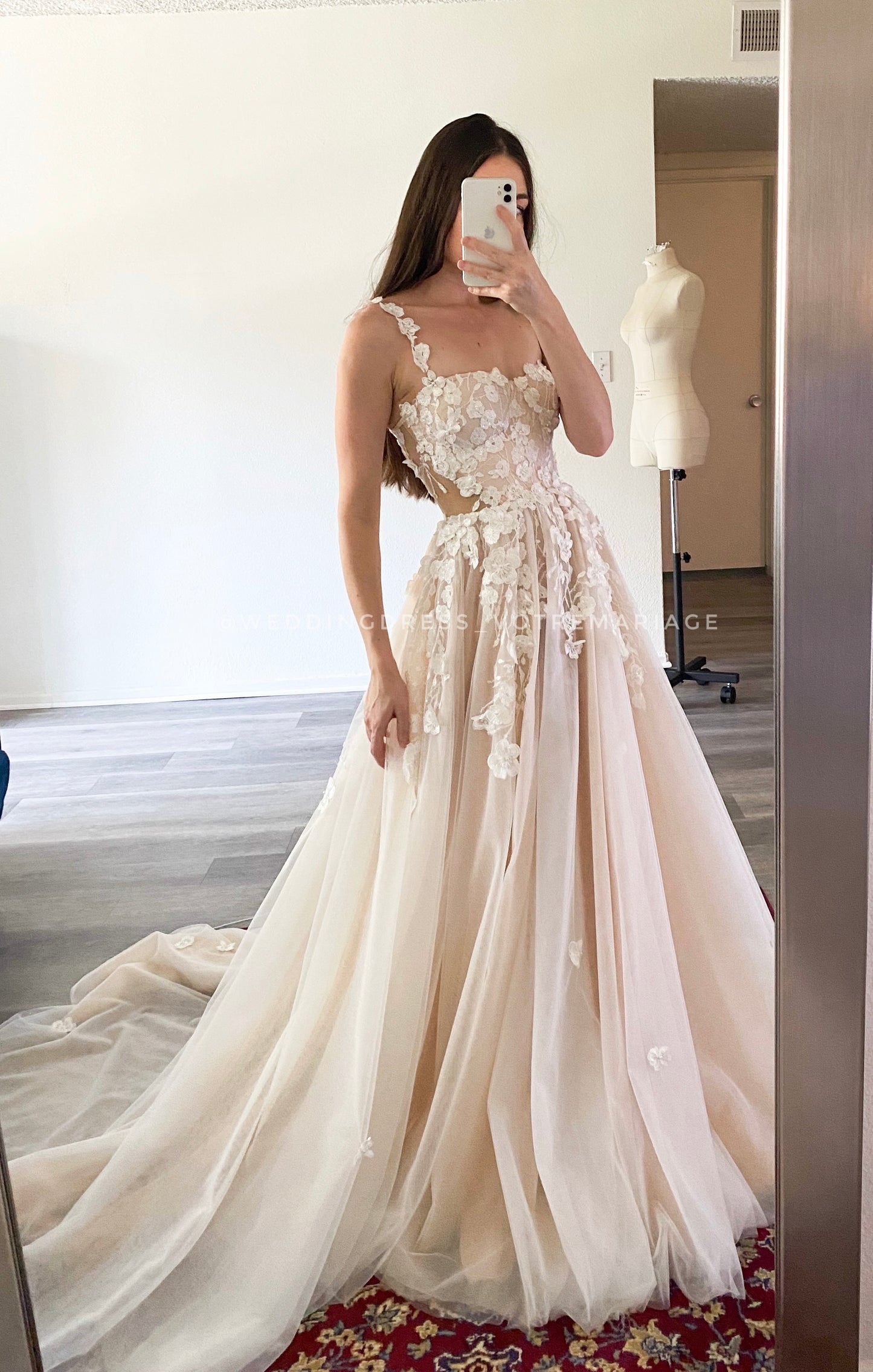 Agata/ Blush Wedding Dress With Long Train