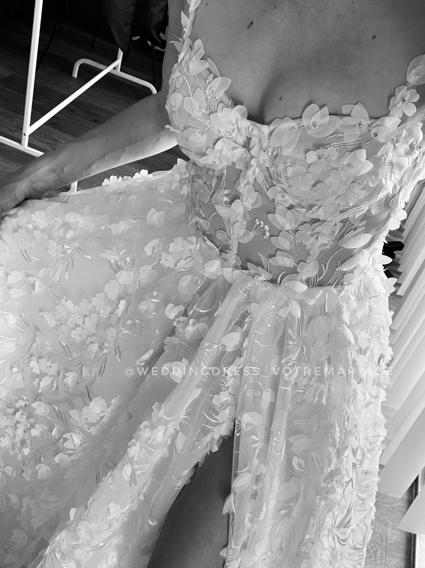Classic wedding dress with slit