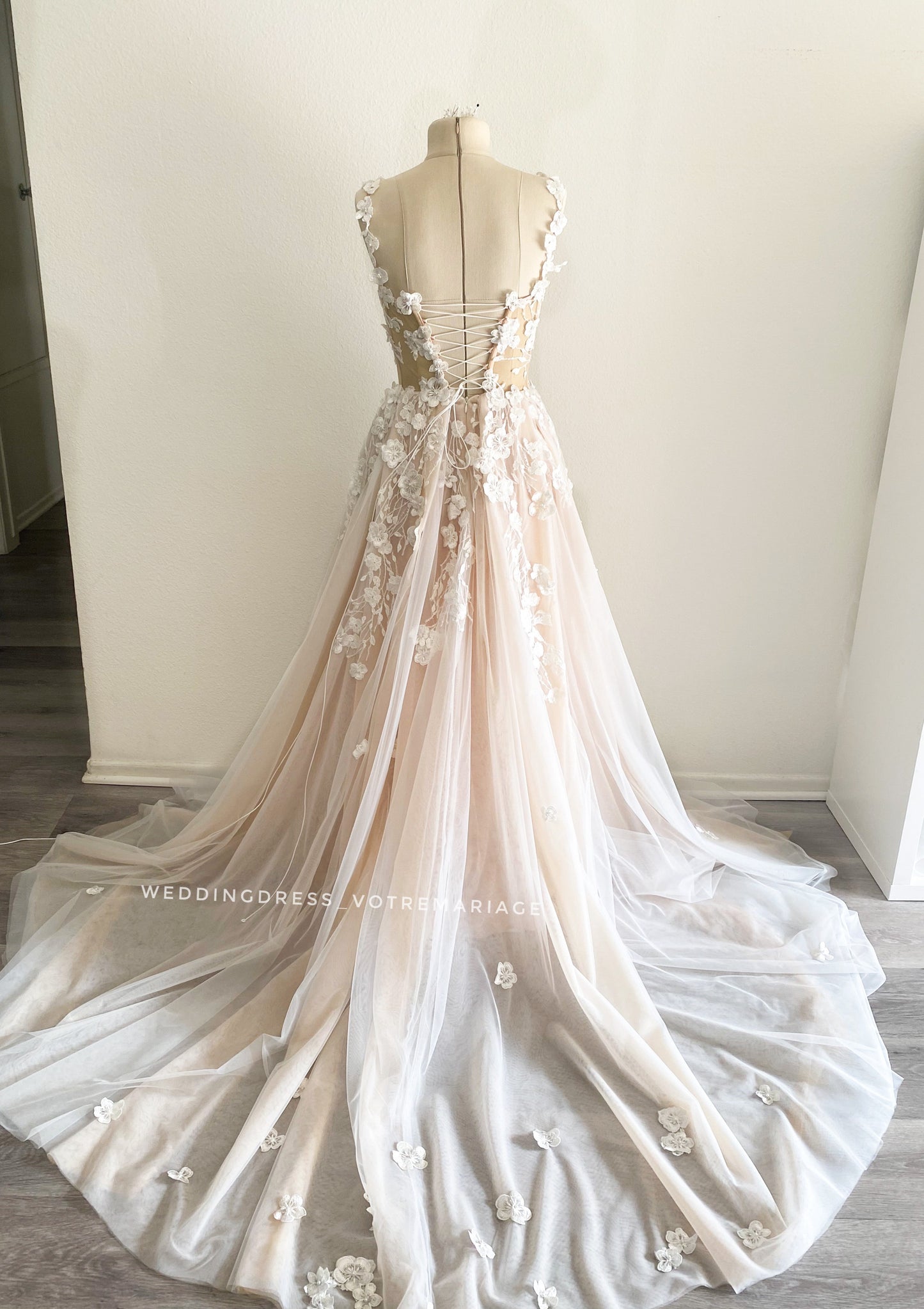 Agata/ Blush Wedding Dress With Long Train
