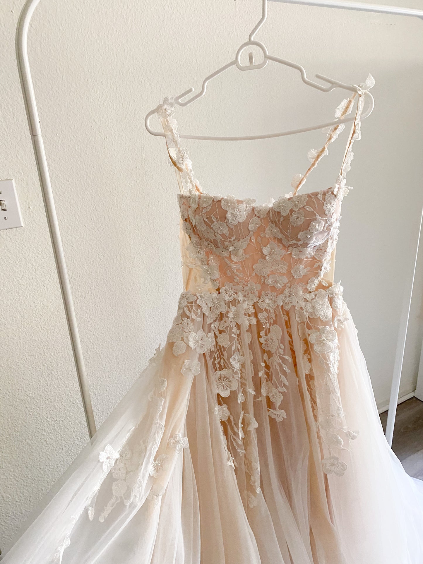 Agata/ Blush Wedding Dress With Long Train