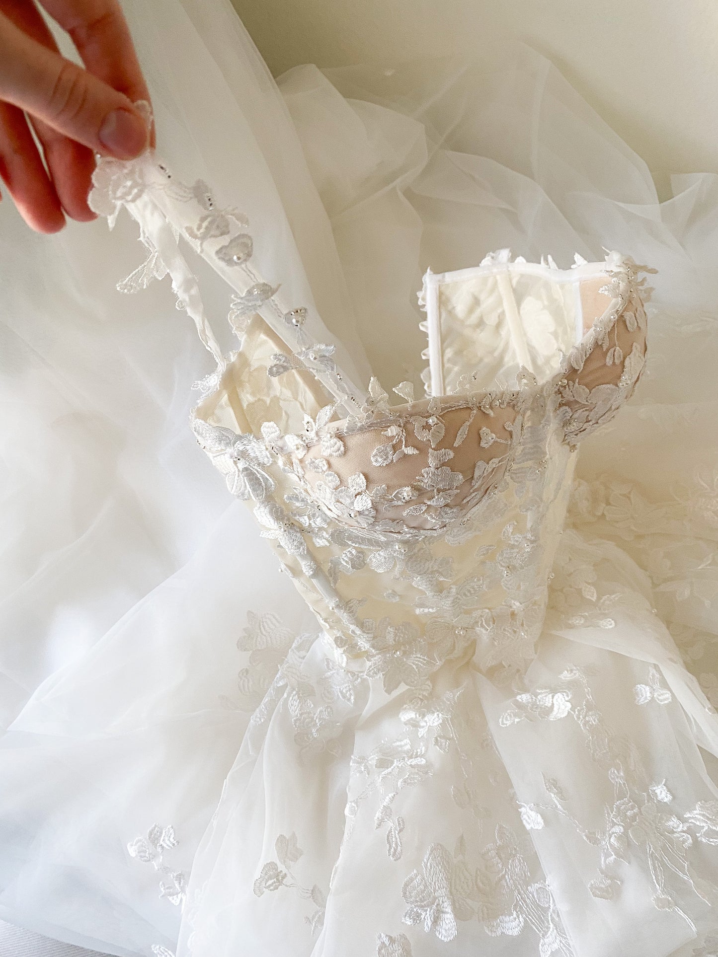 Grace/ Blush Lace Wedding Dress with straps