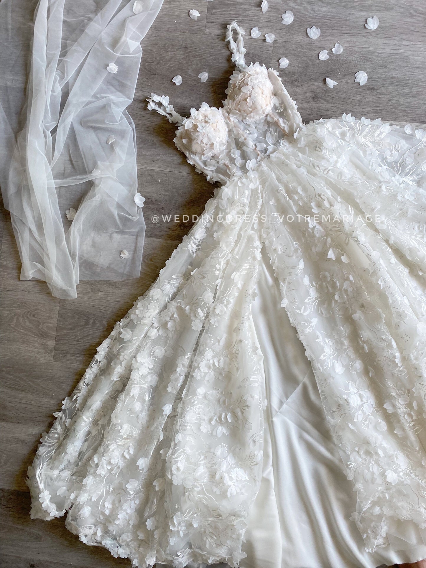 Fiona/ Spaghetti Straps Wedding Dress With Slit
