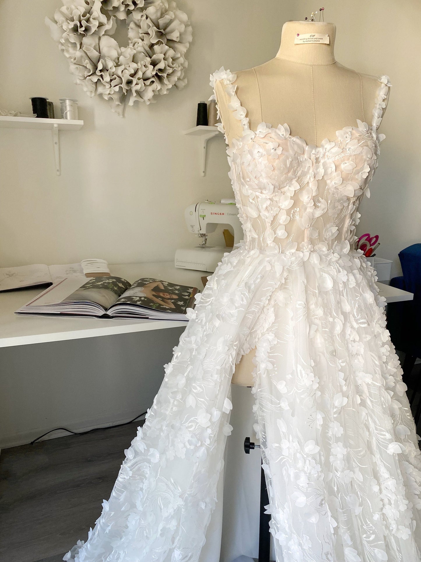 Off white lace wedding dress