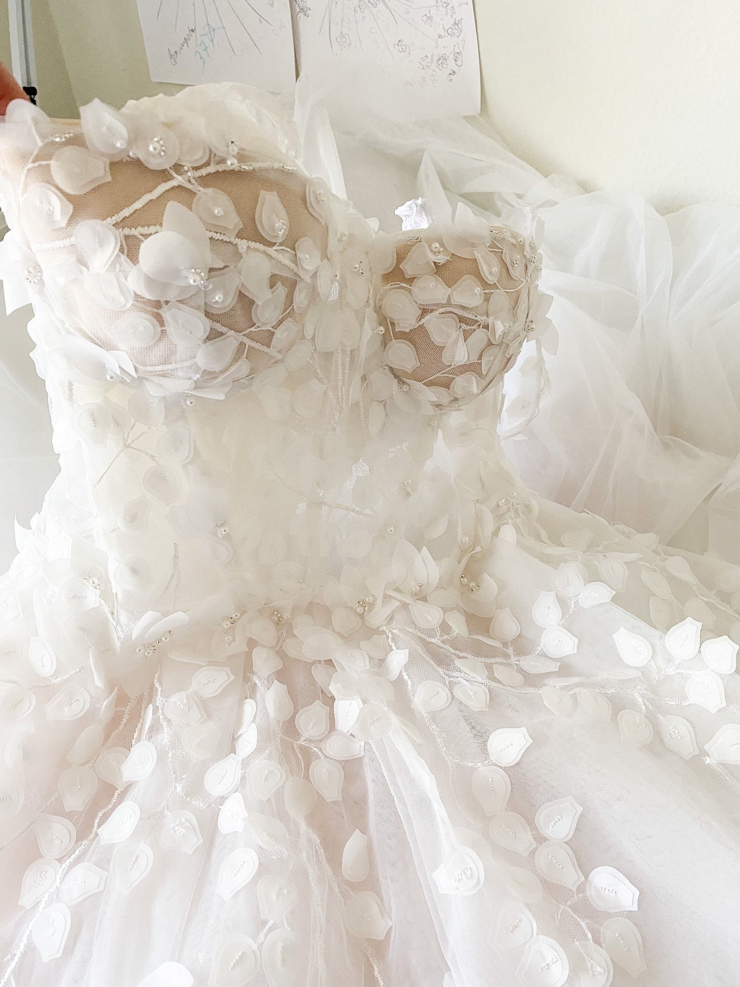 Berta/ Off White Lace Wedding Dress With Straps