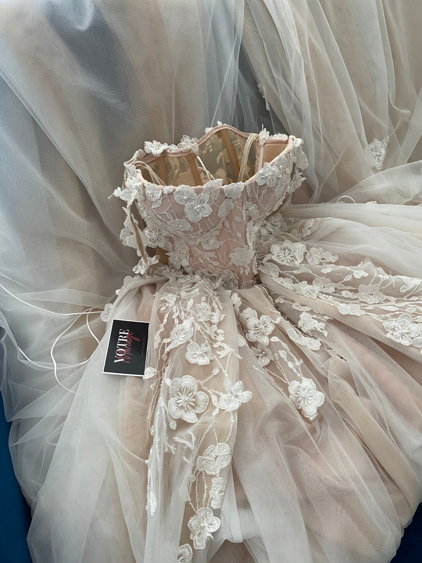 Agata/ Blush Wedding Dress With Long Train