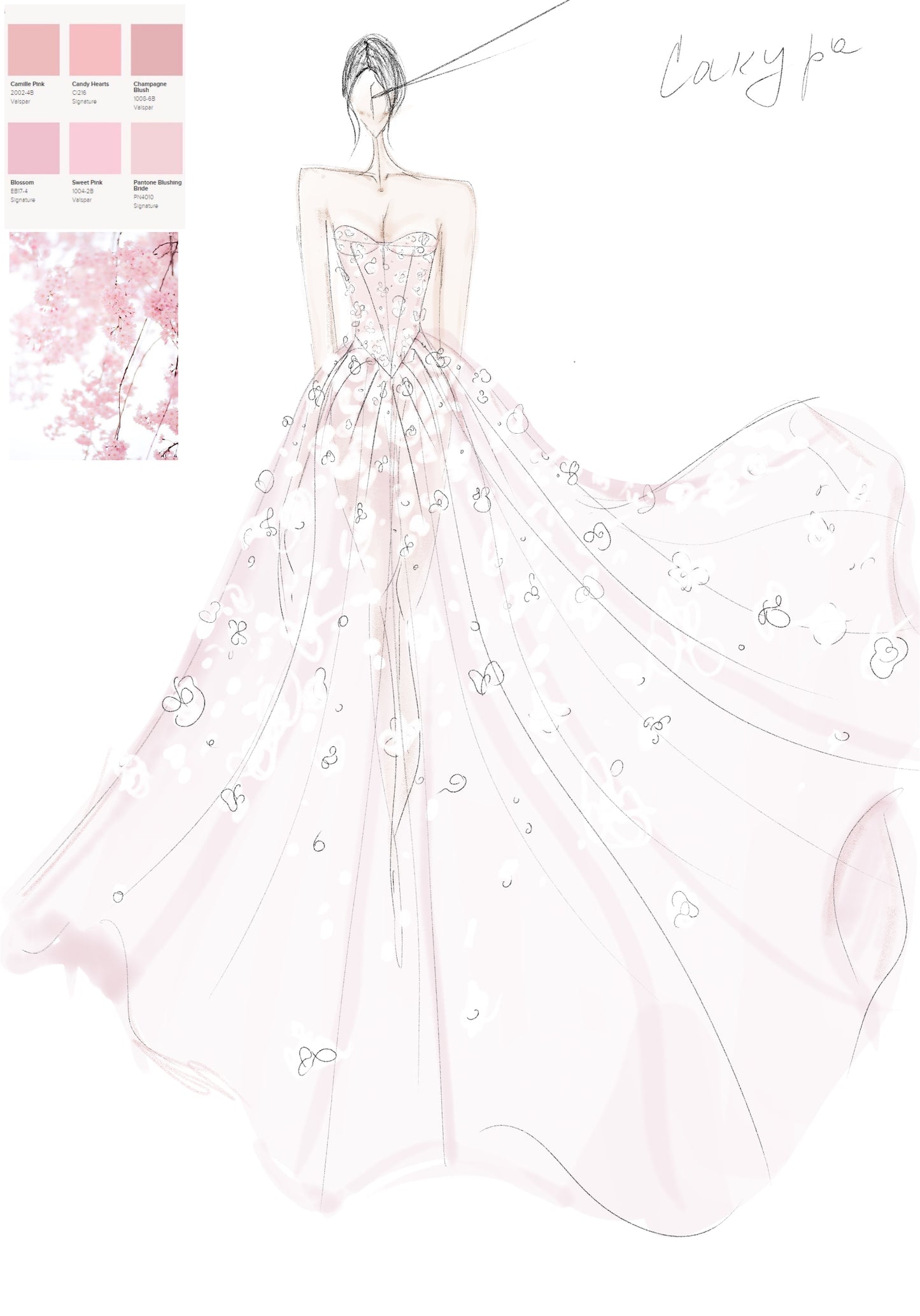 Akura/ Lush Light pink wedding dress with a train