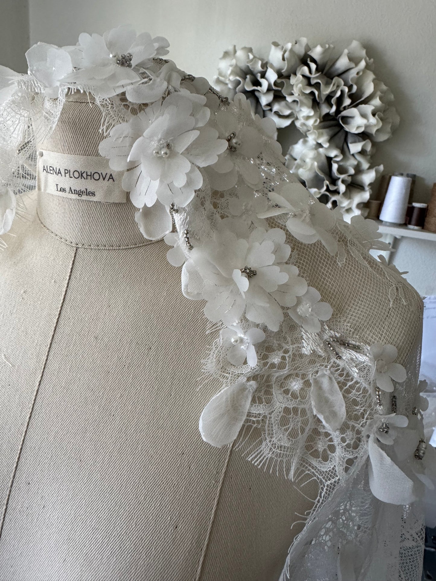 Custom made lace veil