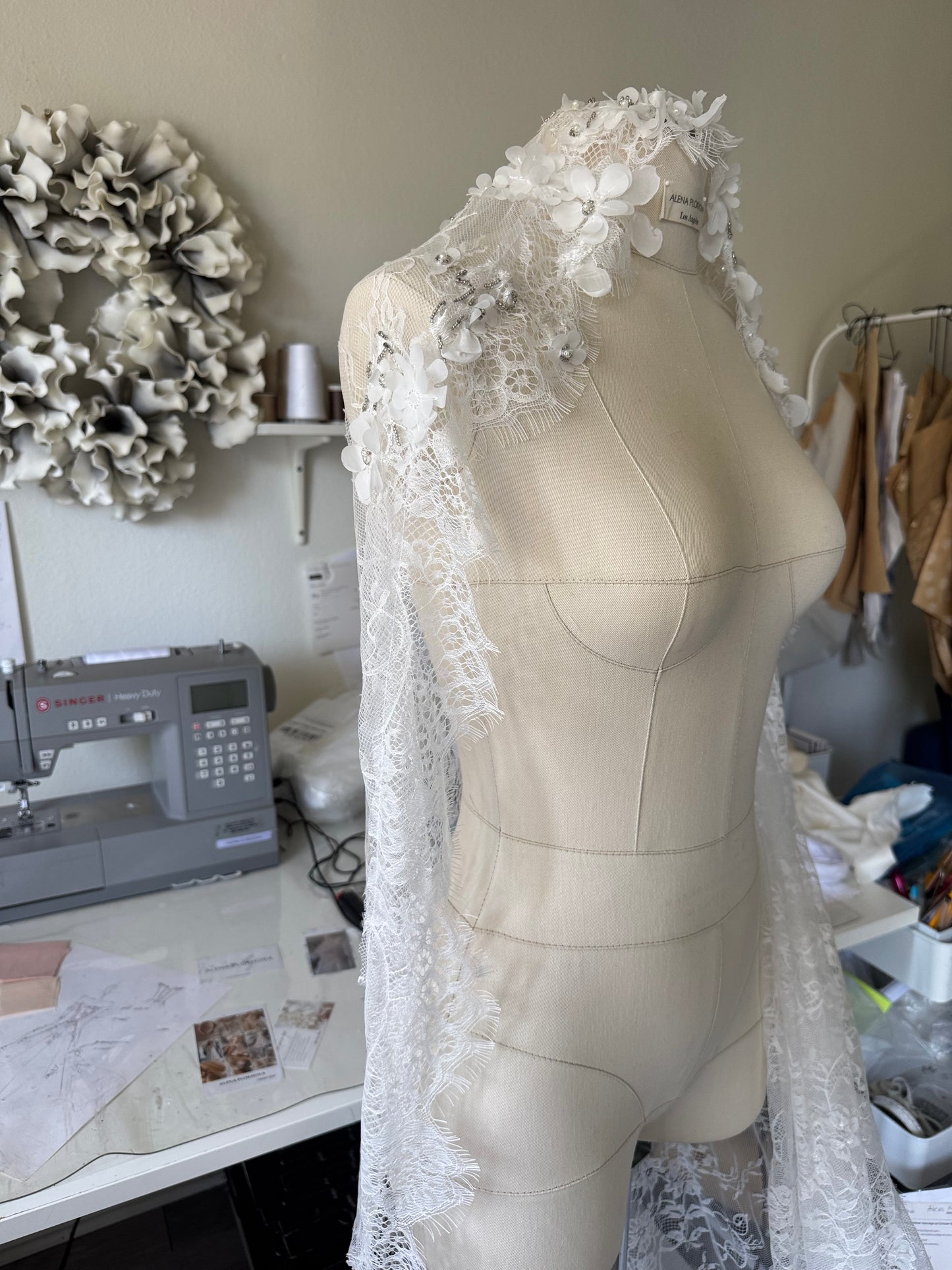 Custom made lace veil