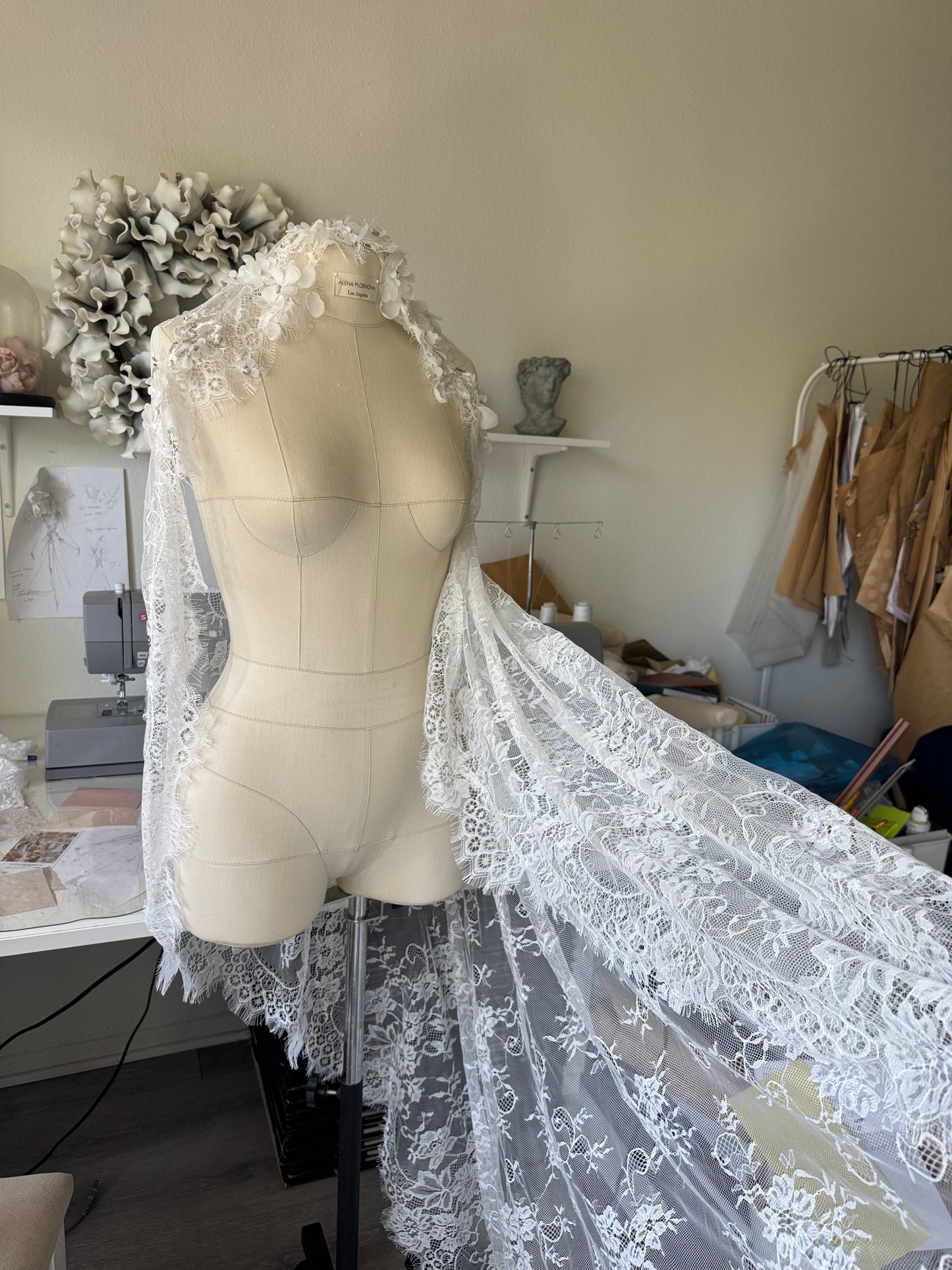 Custom made lace veil