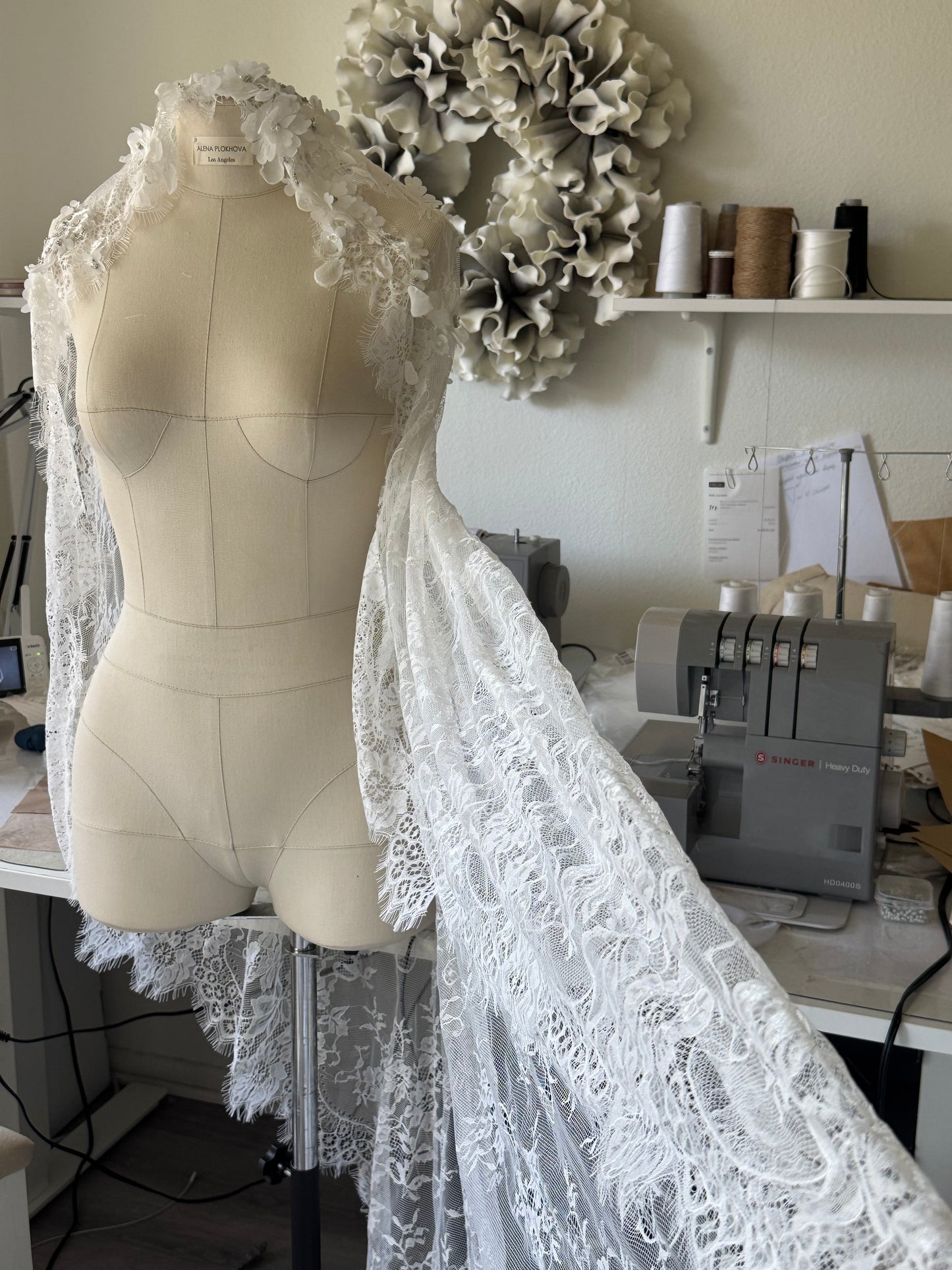 Custom made lace veil