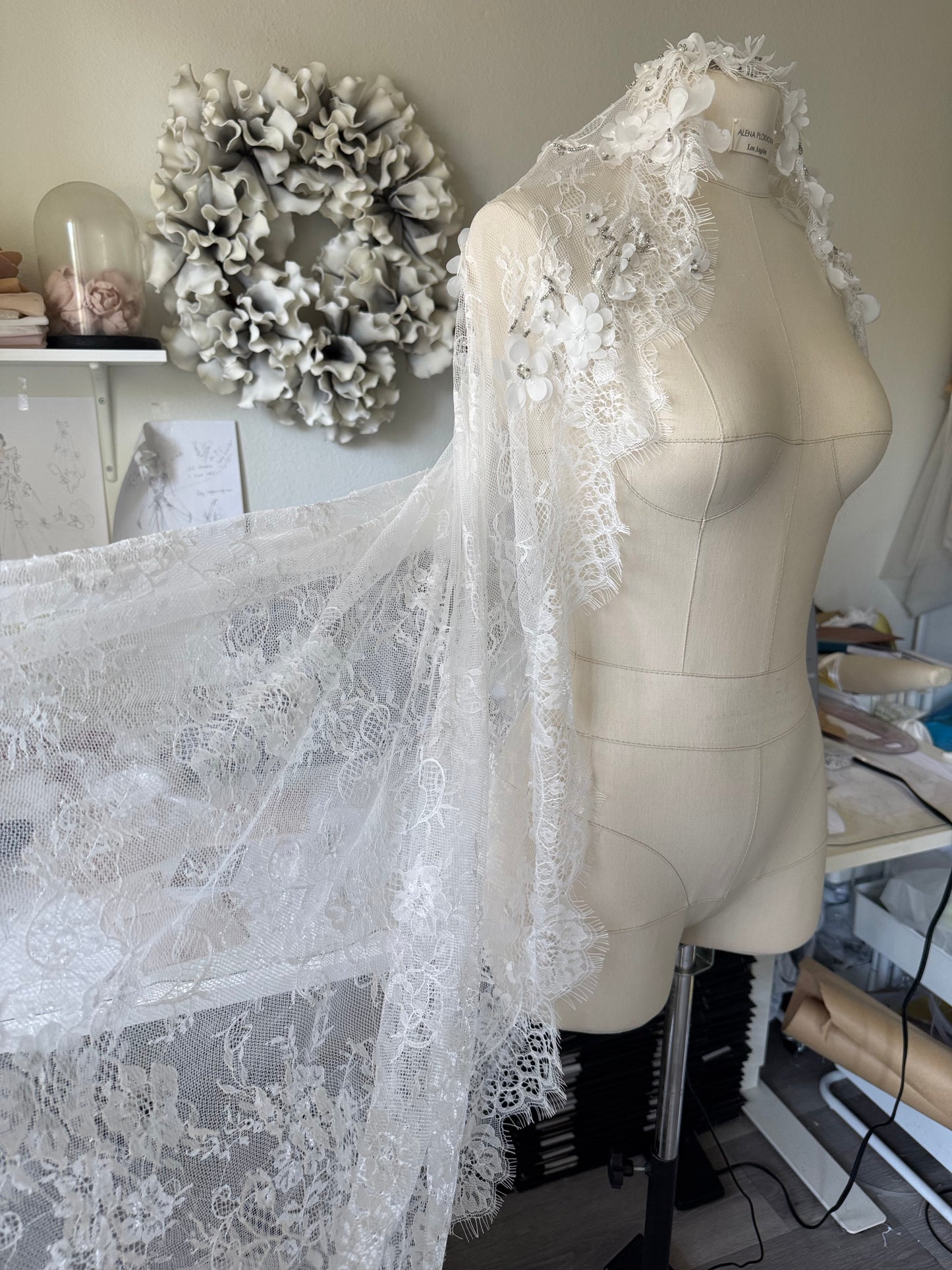 Custom made lace veil