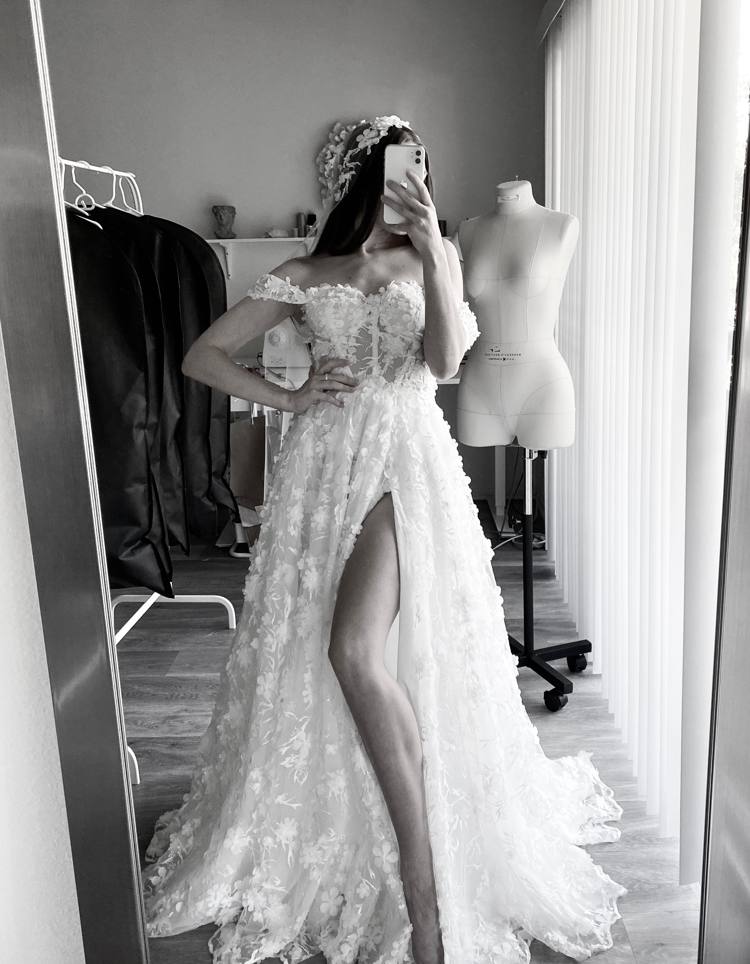 Wedding Dress with Front Slit