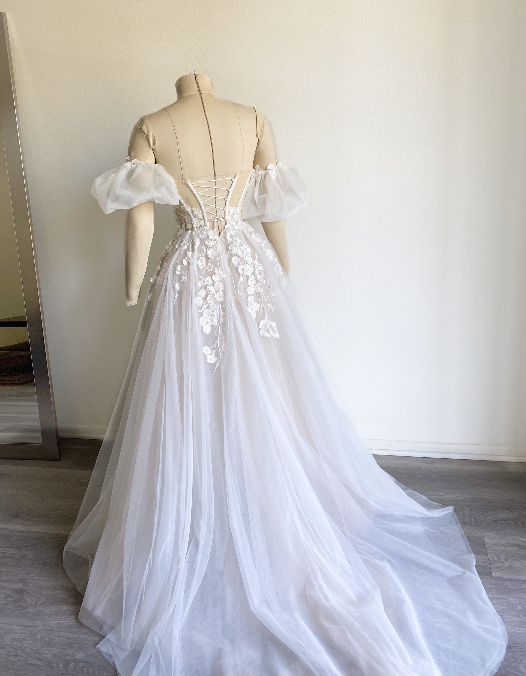 Off white wedding dress with puff sleeves – Wedding dresses by Alena ...