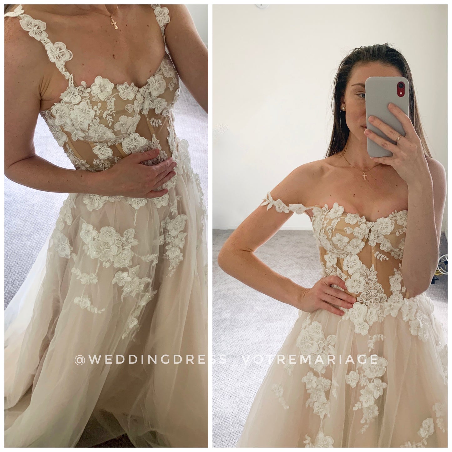 Detachable Wedding Dress Sleeves with 3D Floral Appliqué (#BELLISSA)